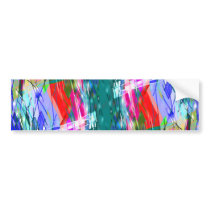 Slashes & Lines in Blues with Red Accent Bumper Stickers