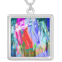 Slashes & Lines in Blues with Red Accent Jewelry