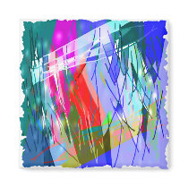 Slashes & Lines in Blues with Red Accent Fridge Magnet