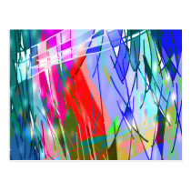 Slashes & Lines in Blues with Red Accent Postcard
