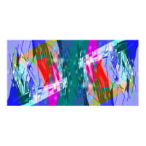 Slashes & Lines in Blues with Red Accent Poster