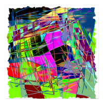 Slashes & Lines in Lime Green & Pink Posters