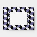 Slate, Black & White 3D Cubes Pattern envelopes
