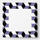 Slate, Black & White 3D Cubes Pattern envelopes