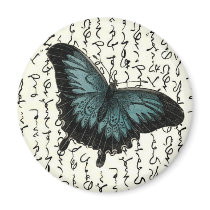 Slate Blue & Black Butterfly on Asian Writing magnets by JuJuGarden Slate Blue & Black Butterfly on Asian Writing magnets