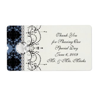 slate blue white black diamond damask shipping labels Zazzle_label