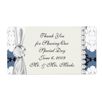 slate blue white black diamond damask custom shipping labels Zazzle_label