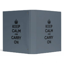 Slate Gray Keep Calm and Carry On (black) Binders