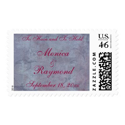 Slate Grey & Deep Burgandy Wedding Postage Stamps by SweetRascal