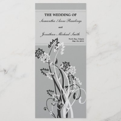Slate Grey Floral Wedding Program Customized Rack Card by OLPamPam