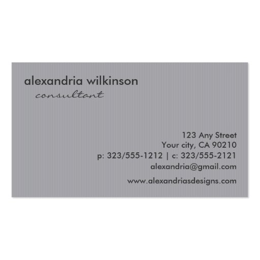 Slate Monogram Elegant Envelope Business Cards (back side)