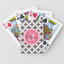 Slate Monogrammed Nico Print Bicycle Poker Cards