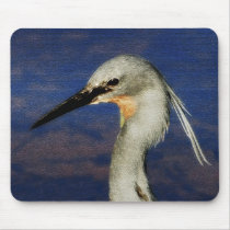 Slatey egret rare avian bird mousepads by Rowood Slatey egret rare avian bird mousepads