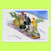 Sledding Bunnies cards