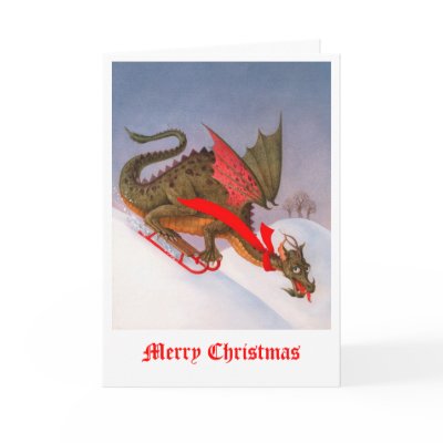 Sledding Dragon Christmas Cards