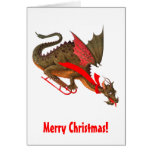 Sledding Dragon Merry Christmas Card