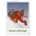 Sledding Dragon Season's Greetings Greeting Cards