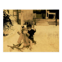 Sledding Fun Post Cards