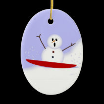 Sledding Snowman Ornament ornaments