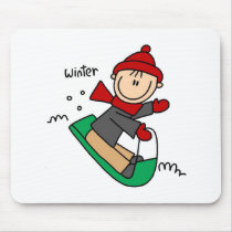 Sledding The Winter Snow Mousepad by stick_figures Sledding The Winter Snow Mousepad