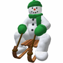Sledding Vintage Snowman Photo Cutouts