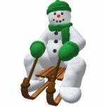Sledding Vintage Snowman Photo Cutouts