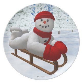 Sledding Snowman