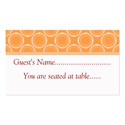 Sleek and Polished Wedding Place Cards, Orange Business Card Template (front side)
