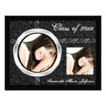 Sleek Black/Chrome Frame Graduation Announcement