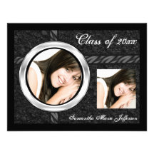 Sleek Black/Chrome Frame Graduation Announcement