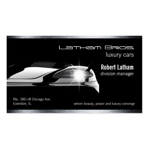 sleek black luxury car business car business card (front side)