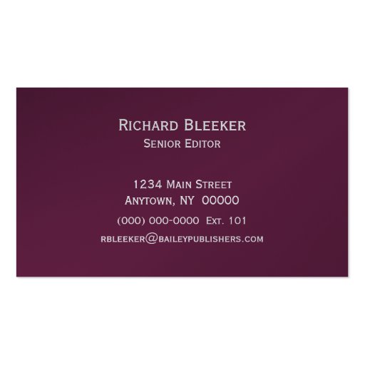 Sleek Diamond Business Card, Eggplant (back side)
