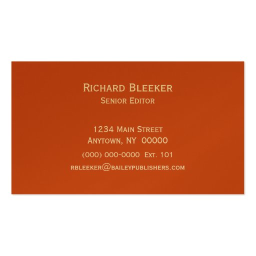 Sleek Diamond Business Card, Orange (back side)