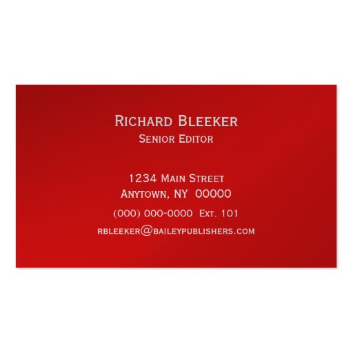 Sleek Diamond Business Card, Red (back side)
