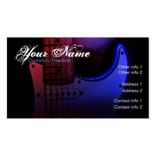 Sleek Electric Guitar Musician Business card (front side)