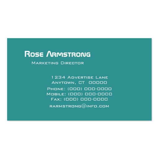 Sleek Embellished Diamond Business Card, Turquoise (back side)