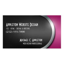 Sleek Fuchsia with Social Networking Buttons business cards