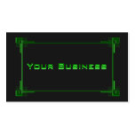 Sleek Green Metallic Retro Border Business Cards
