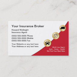 Sleek Modern Insurance Broker Business Cards Zazzle