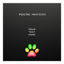 Sleek Paw Print Personalized Invites