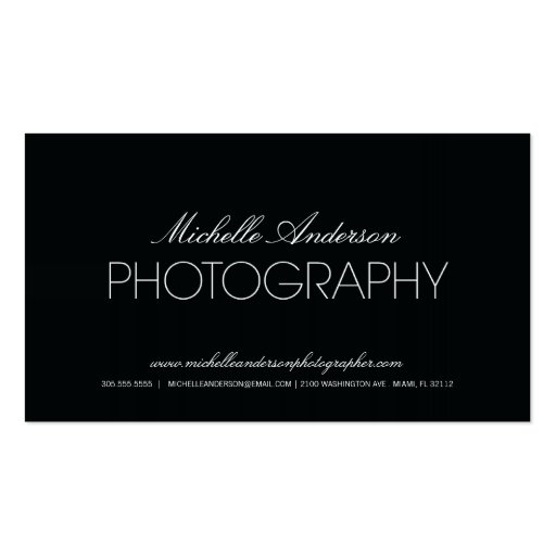 SLEEK PHOTOGRAPHER | PHOTOGRAPHY BUSINESS CARD (front side)