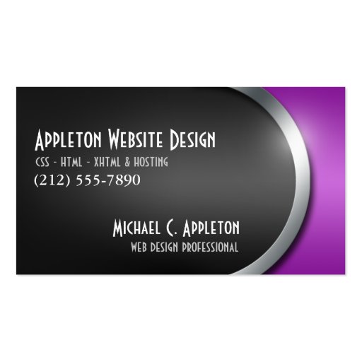 Sleek Purple with Social Networking Buttons Business Card Template