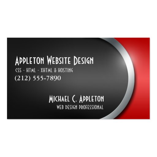 Sleek Red with Social Networking Buttons Business Card Templates (front side)
