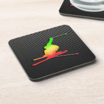 Sleek Snow Skiing Drink Coaster