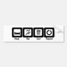 Sleep Run Eat Repeat Bumper Stickers