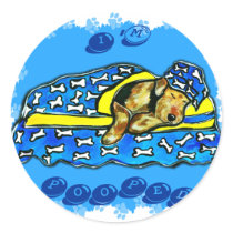 Sleeping Airedale Round Sticker