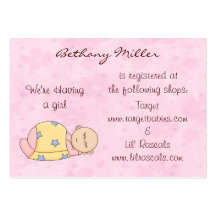 Sleeping Baby Gift Registry Card Business Card
