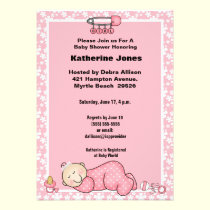 Sleeping Baby Girl Shower Invitation invitations