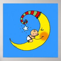 Sleeping baby on the moon print