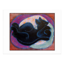 Sleeping Black Cat. Postcards
